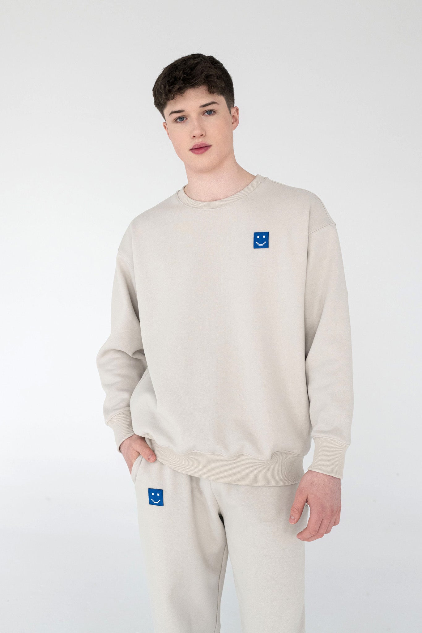 Men SuperSoft™ Pixel Fog Grey Suit: Sweatshirt & Pants