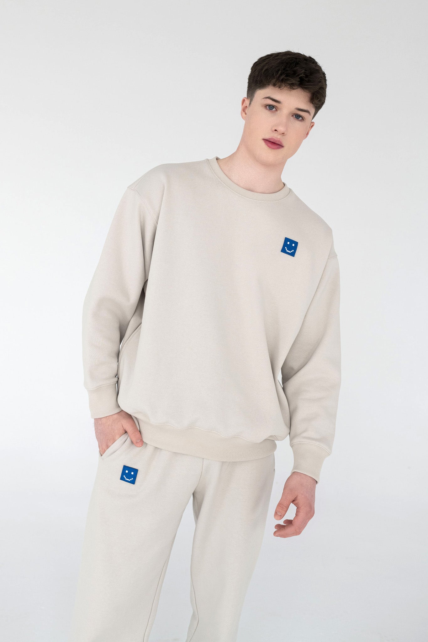 Men SuperSoft™ Pixel Fog Grey Suit: Sweatshirt & Pants