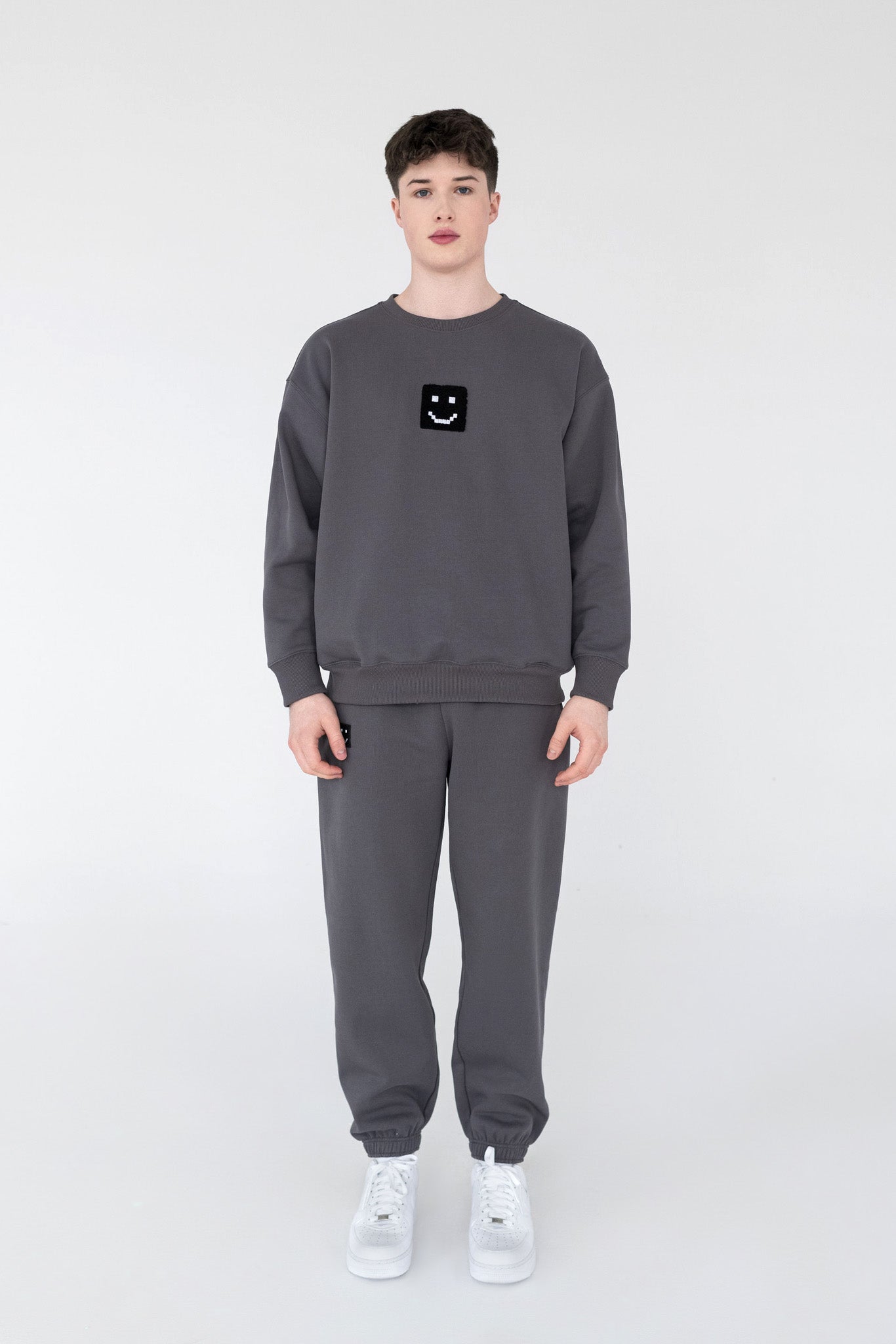 Men SuperSoft™ Pixel Charcoal Suit: Sweatshirt & Pants