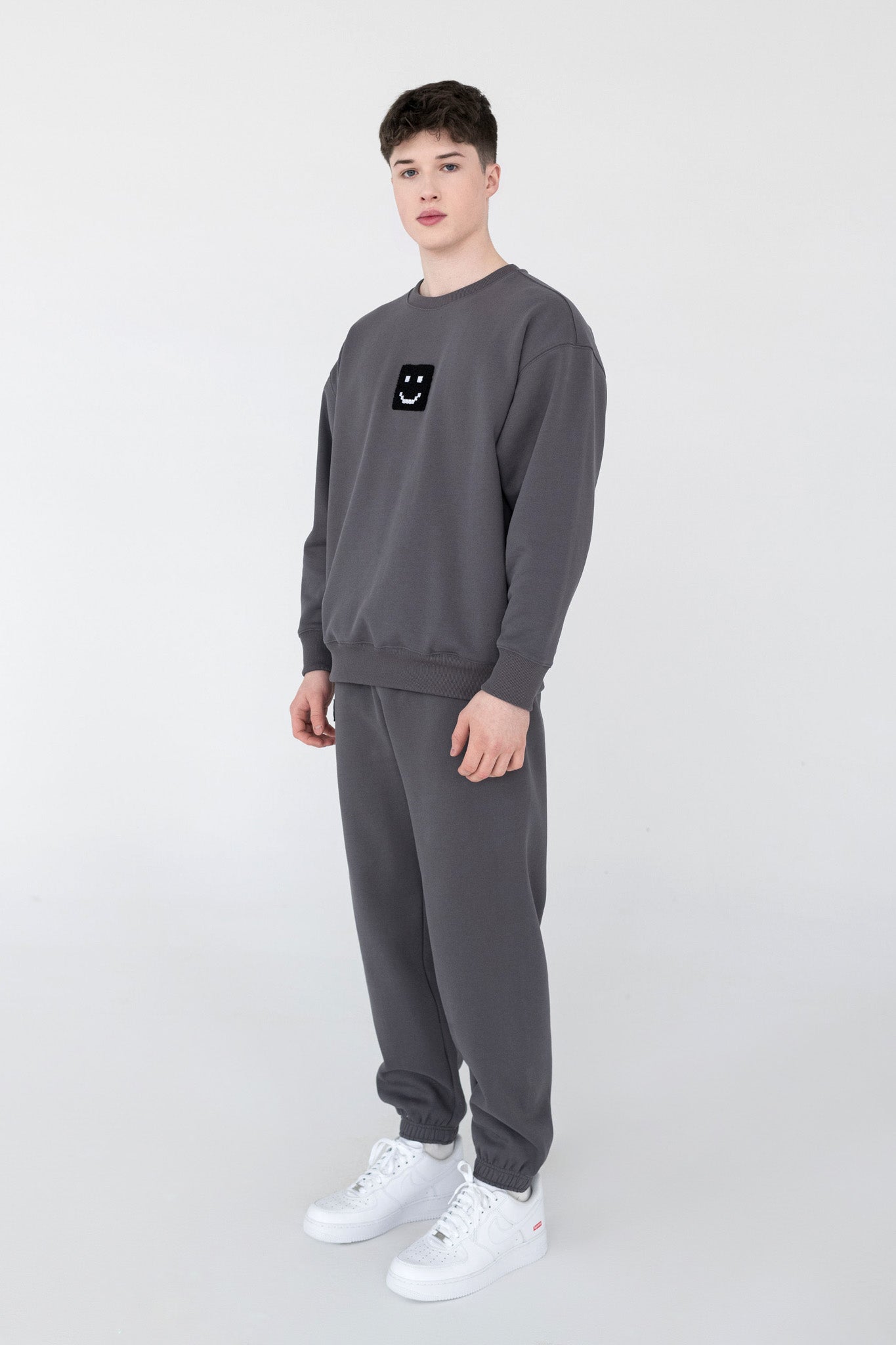 Men SuperSoft™ Pixel Charcoal Suit: Sweatshirt & Pants