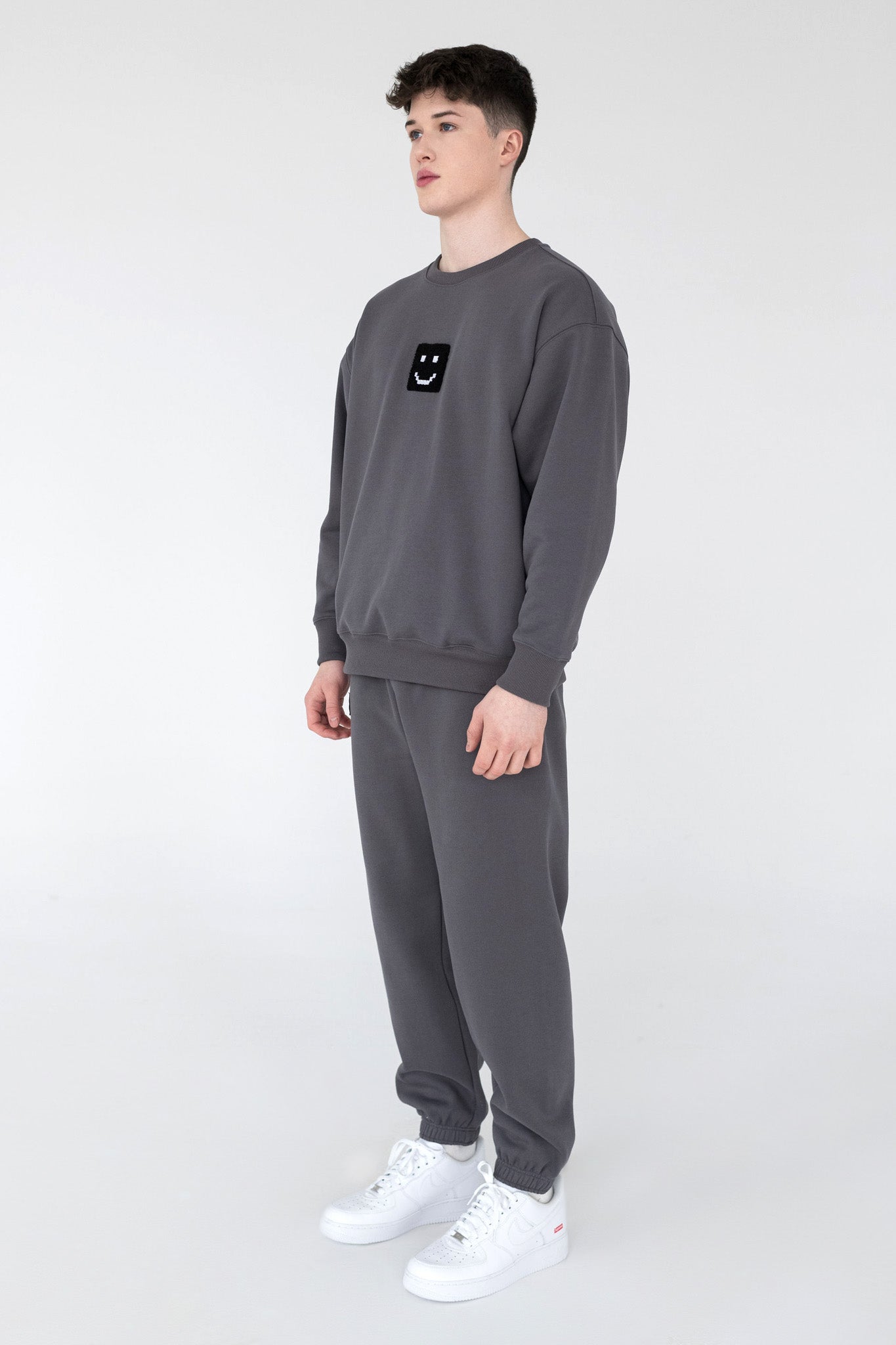 Men SuperSoft™ Pixel Charcoal Suit: Sweatshirt & Pants