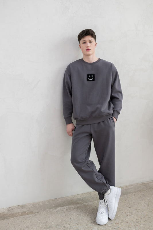 Men SuperSoft™ Pixel Charcoal Suit: Sweatshirt & Pants