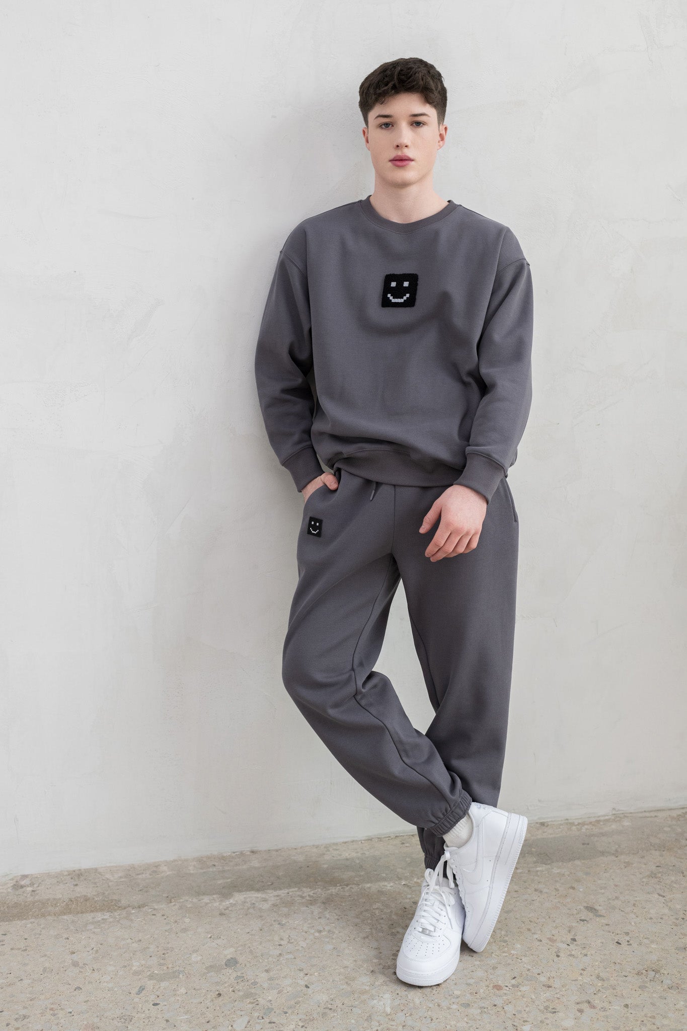 Men SuperSoft™ Pixel Charcoal Suit: Sweatshirt & Pants