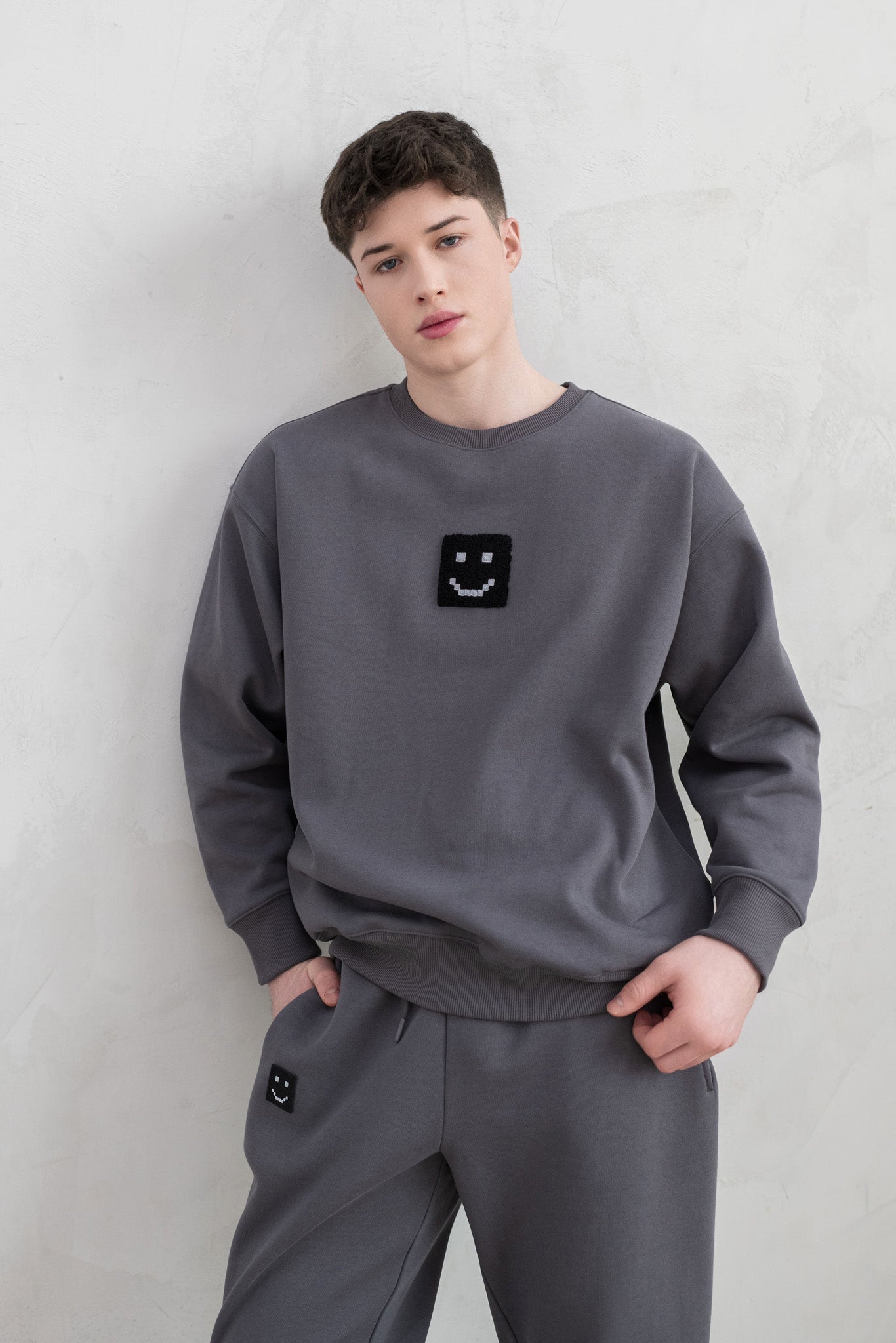 Men SuperSoft™ Pixel Charcoal Suit: Sweatshirt & Pants