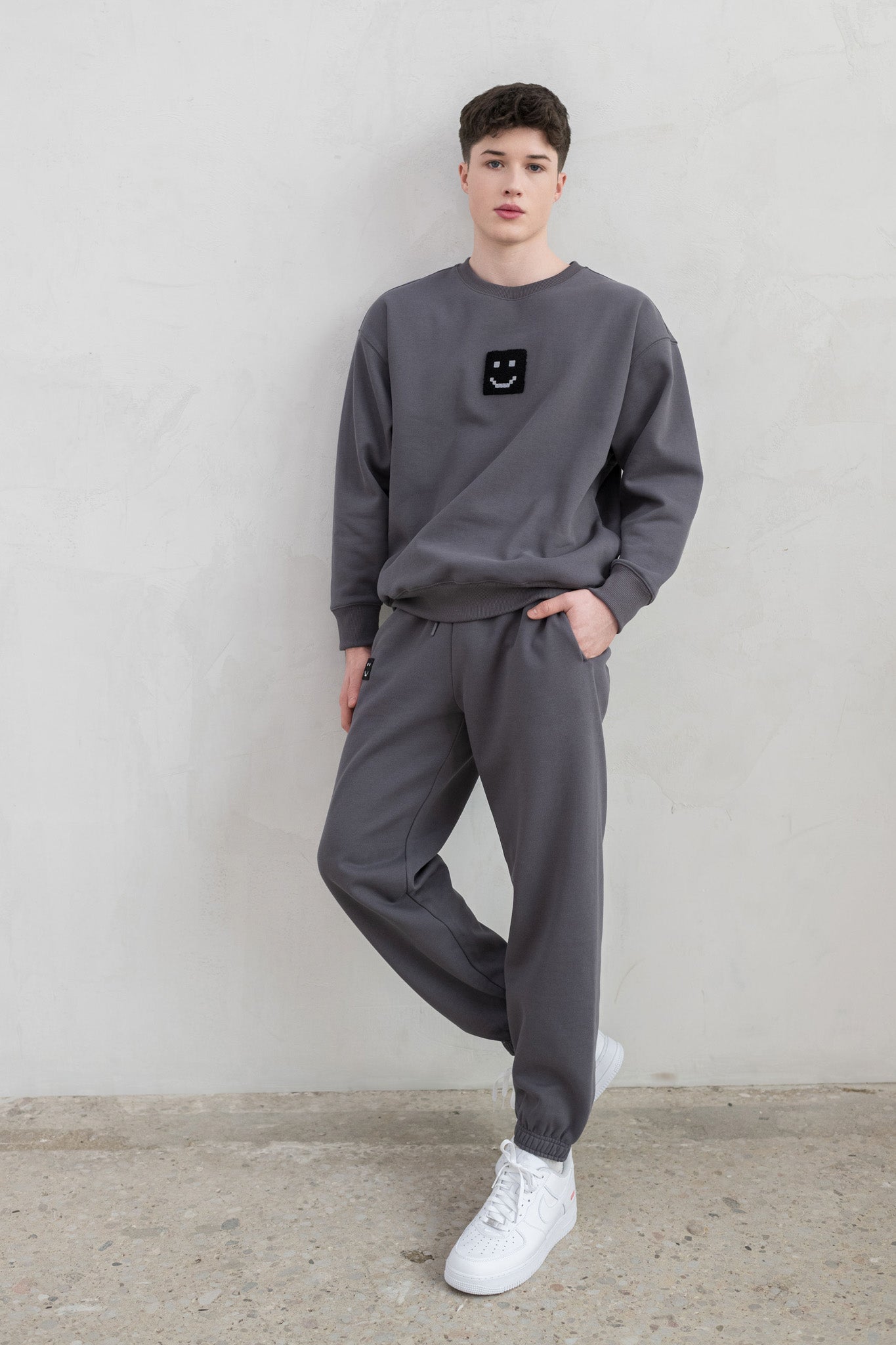 Men SuperSoft™ Pixel Charcoal Suit: Sweatshirt & Pants