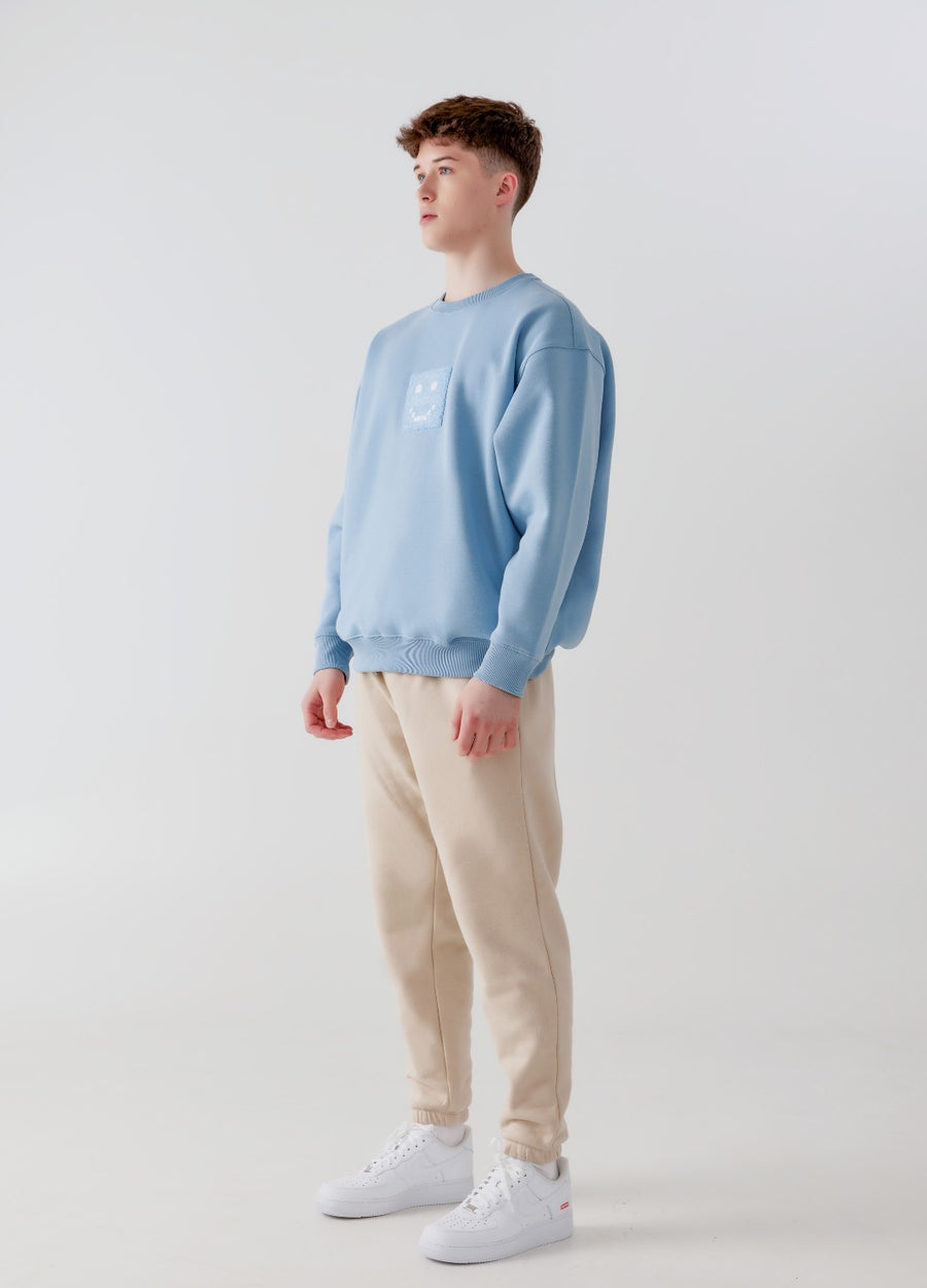 Men's "Pixel" Fog Blue Sweatshirt